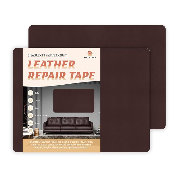 MaxxMarket Leather Repair Tape Self-Adhesive Leather Repair Patch for Couch Furniture Sofas Car Seats Advanced PU Vinyl Leather Repair Kit(Coffee,2Pcs 8.2X11 inch)