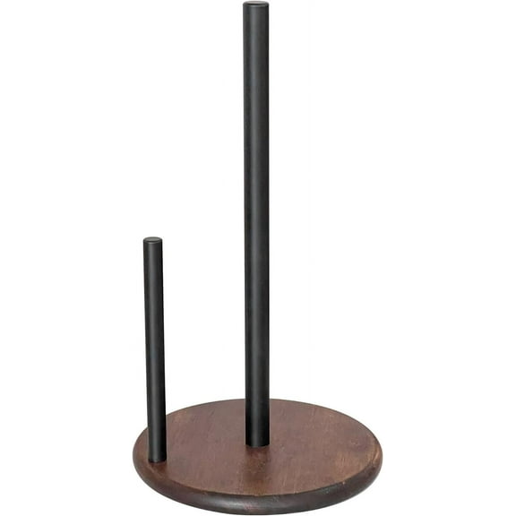 MaxxMarket Paper Towel Holder Countertop with Real Wood Round Base, Farmhouse Paper Towel Holder Stand for Kitchen Dining Table Home Decor