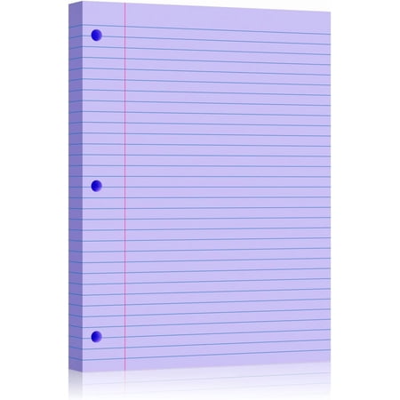 MaxxMarket Purple Loose Leaf Paper 100 Sheets 8" x 10.5" Filler Paper, College Ruled 3-Hole Punched, Notebook Paper for 3-Ring Binders Notepad Writing Note Pads To-Do Lists for Office & Supplies