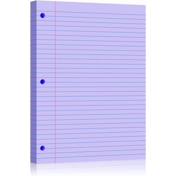 MaxxMarket Purple Loose Leaf Paper 100 Sheets 8" x 10.5" Filler Paper, College Ruled 3-Hole Punched, Notebook Paper for 3-Ring Binders Notepad Writing Note Pads To-Do Lists for Office & Supplies