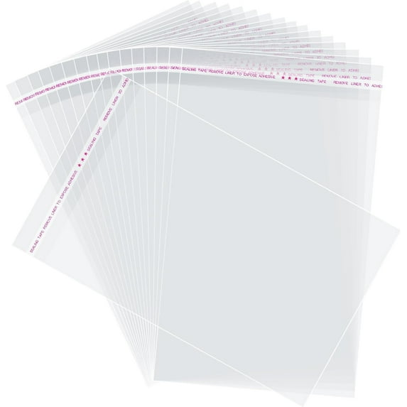 MaxxMarket Self Sealing Cellophane Bags, 8x12 Inches 200 Pcs Clear Resealable Cellophane Bags Self Adhesive