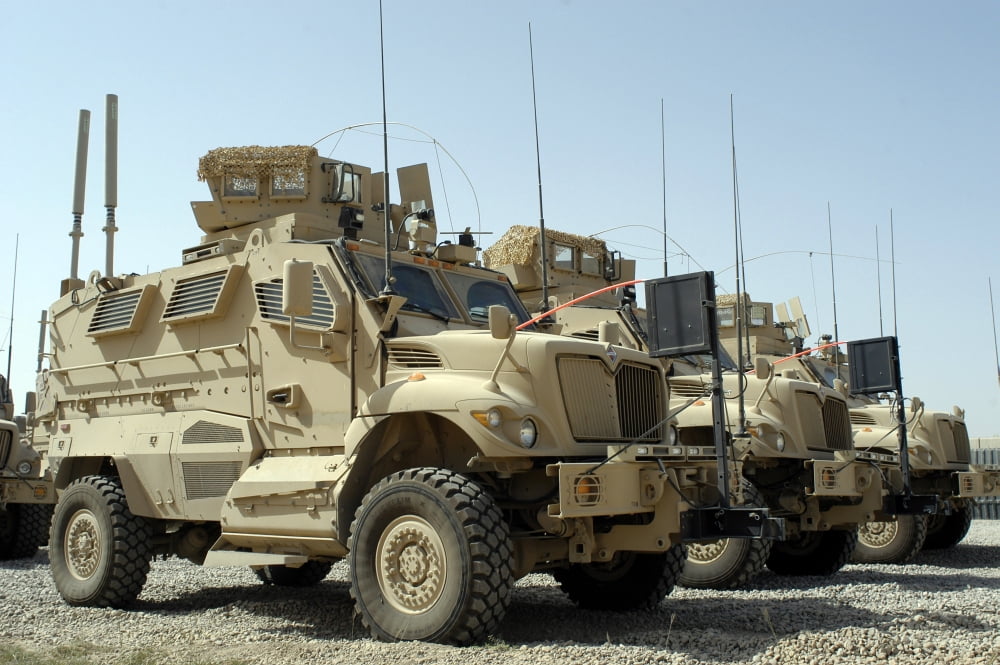 MaxxPro Mine Resistant Ambush Protected vehicles Canvas Art - Stocktrek Images (34 x 23)