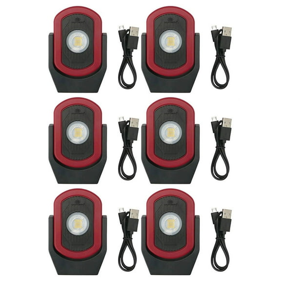 Maxxeon MXN00810 WorkStar Cyclops USB Rechargeable LED Work Light, Red (6 Pack)