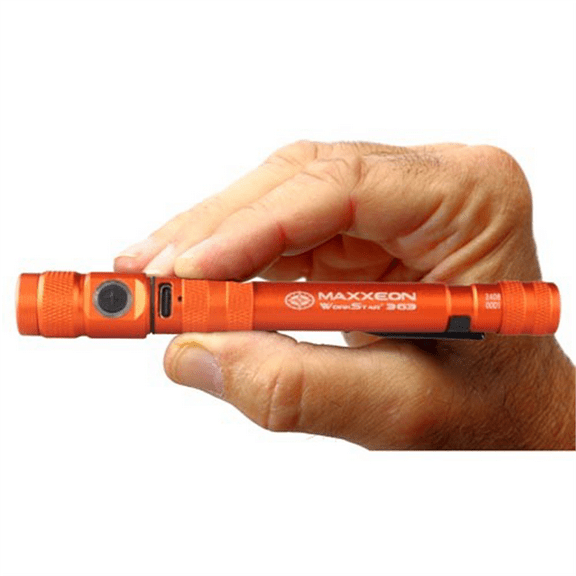 Maxxeon WorkStar 363 Rechargeable LED Zoom Penlight/Inspection Light USB-C, Color Orange