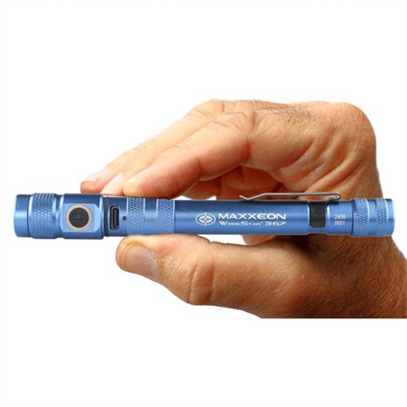 Maxxeon WorkStar 367 Rechargeable LED Zoom Penlight/Inspection Light USB-C, Blue