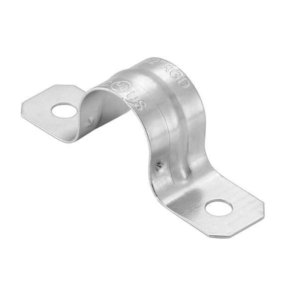 Maxxima 1/2 in. Rigid or RMC Push-On 2-Hole Pipe Straps for Conduit Installation, Zinc Plated Steel (100 Pack)