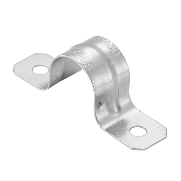 Maxxima 1/2 in. Rigid or RMC Push-On 2-Hole Pipe Straps for Conduit Installation, Zinc Plated Steel (100 Pack)