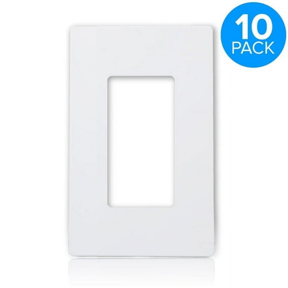 Maxxima 1 Gang Decorative Screwless Wall Plate, White (Pack of 10)