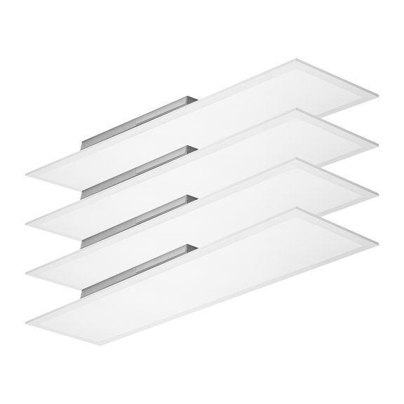 Maxxima 1'x4' LED Flat Panel Ceiling Light Fixture, Selectable Color Temperature / Wattage, Up to 4000 Lumens (4 Pack)