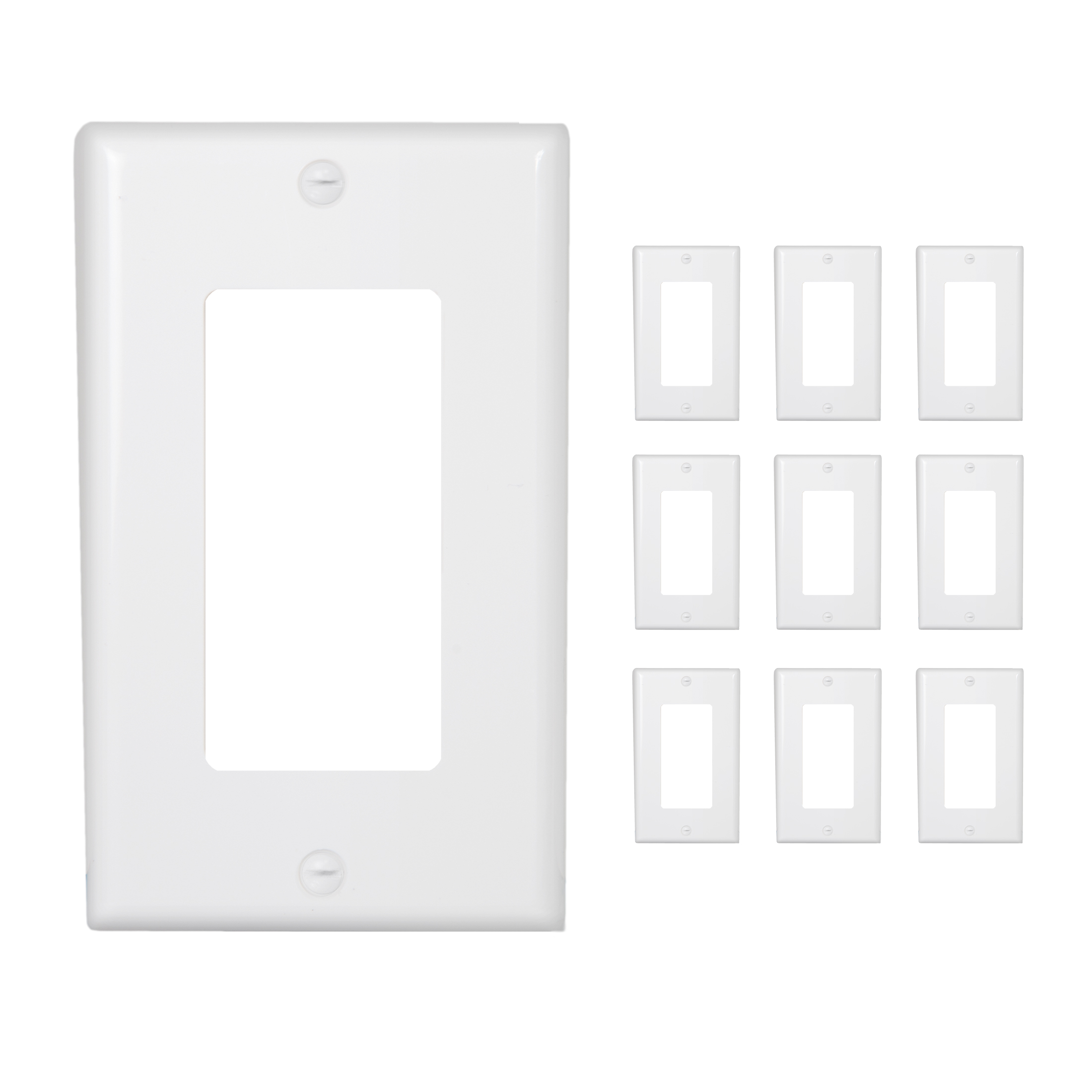 Maxxima 10 Pack 1 Gang Decorative Outlet Wall Plate White, Standard