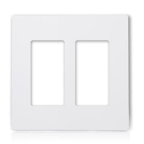 Maxxima 10 Pack 2 Gang Decorative Outlet - Screwless Multi Outlet Wall Plate, White, Standard Size, Perfect for Household Indoor Double Light Switches, Dimmers, or Timers, UL Listed - 10 Pack