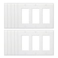 thumbnail image 1 of Maxxima 10 Pack 3 Gang Decorative Outlet Wall Plate - White, Standard Size Cover, Ideal for Light Switch, Outlets, Timers, or Dimmers - 10 Pack, 1 of 4