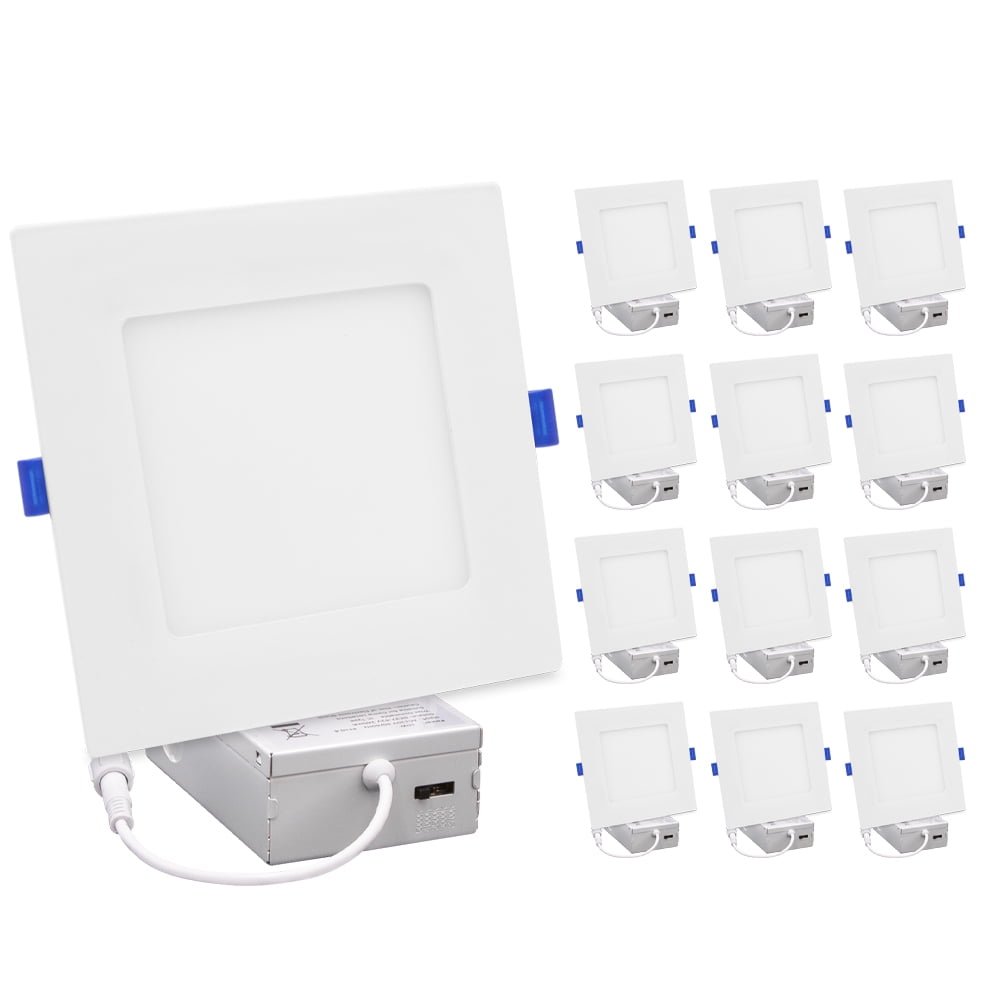 4-Inch White Aluminum Square LED Recessed Downlight Pack
