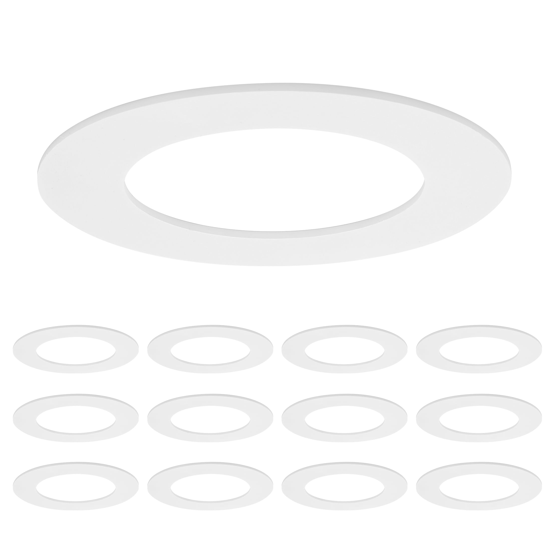 White Round Plastic Goof Rings for Recessed Lights, 6.7 Inch Diameter, 12 Pack