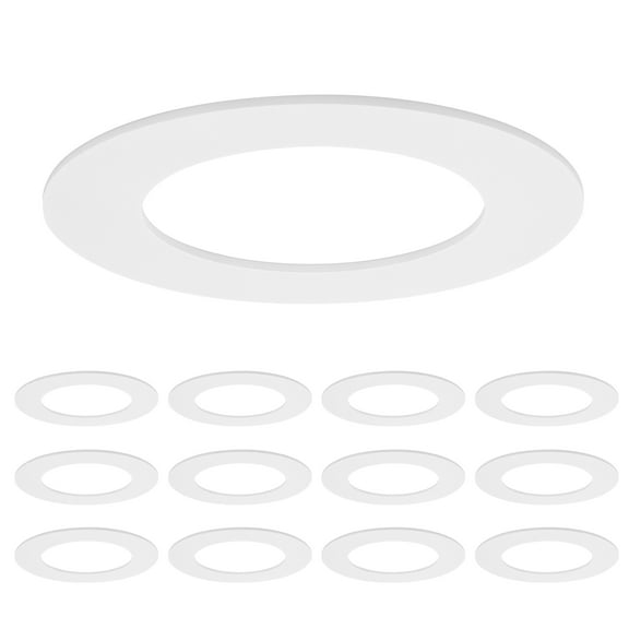 Maxxima 12 Pack 4 in. Goof Rings for Recessed Lights, Can or Canless Lighting Round Downlight Trim Ring, Outer Diameter 6.7 Inner Diameter 4.25, Durable Plastic Design, White Extended Trim