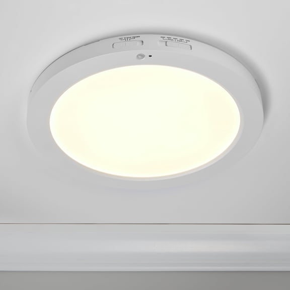 Maxxima 12 in. Round PIR Motion Sensor LED Ceiling Light Fixture, Flush Mount, 5 CCT 2700-5000K, 2000 Lumens