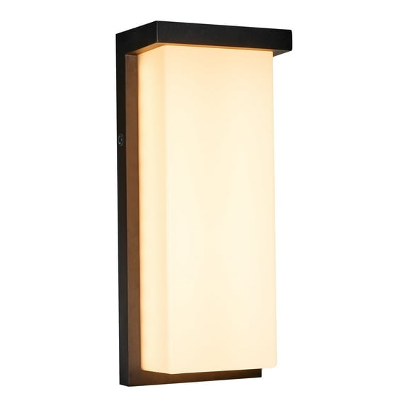 Maxxima 14" LED Outdoor Wall Light, Black w/ Frosted Lens, Modern Porch Light, 2500 Lumens, 5 CCT 2700K-5000K
