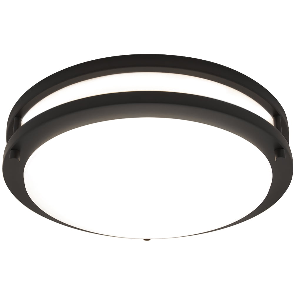 Sleek Black Satin Nickel 14" LED Ceiling Light - Energy Efficient