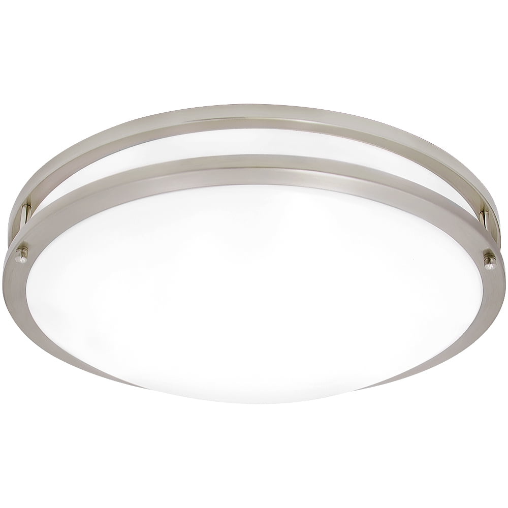 Satin Nickel 18-Inch Round LED Flush Mount Ceiling Light