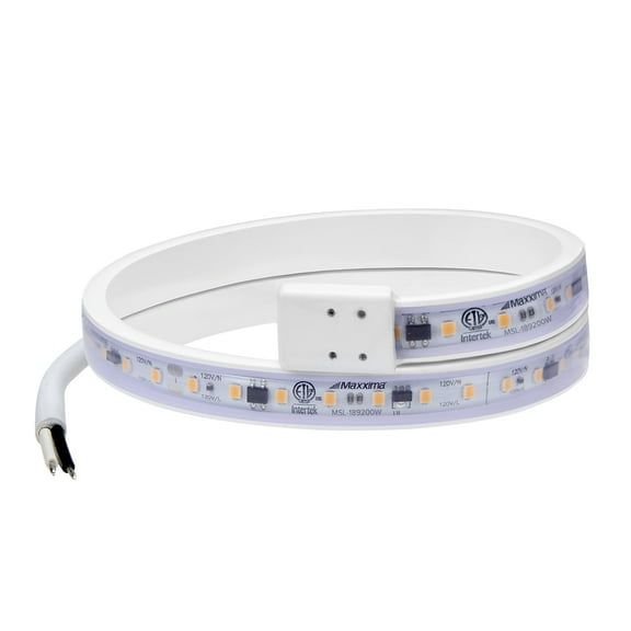 Maxxima 18 in. LED Under Cabinet Strip Light, Hardwired, 690 Lumens, 3000K Warm White, White, 120V Cove Light