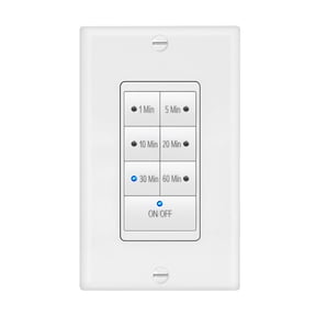 Maxxima 1875 Watt 7 Button Countdown Timer Switch - Maximum 60 Minutes Delay, 1/2 HP for Bathroom Exhaust Fans, Indoor Automated Lighting, Featuring LED Indicator Lights, Wall Plate Included