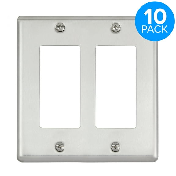 Maxxima 2 Gang Decorative Wall Plate, Stainless Steel (10 Pack)