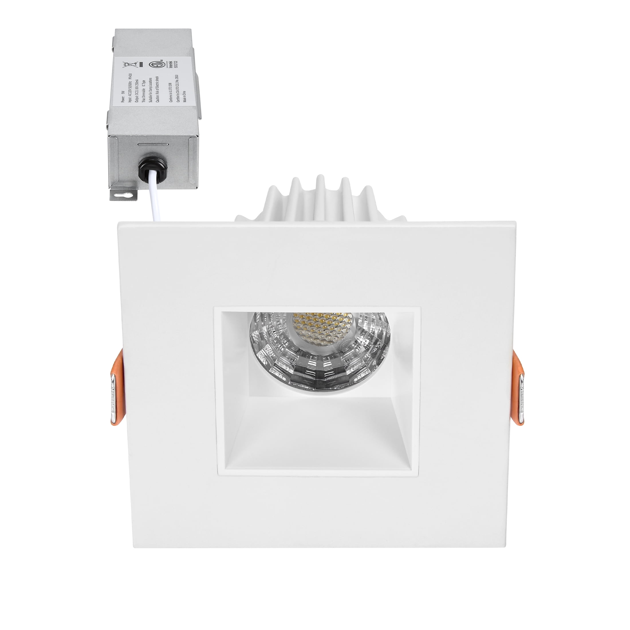 White Aluminum Square LED Recessed Downlight with Adjustable Color Temperature