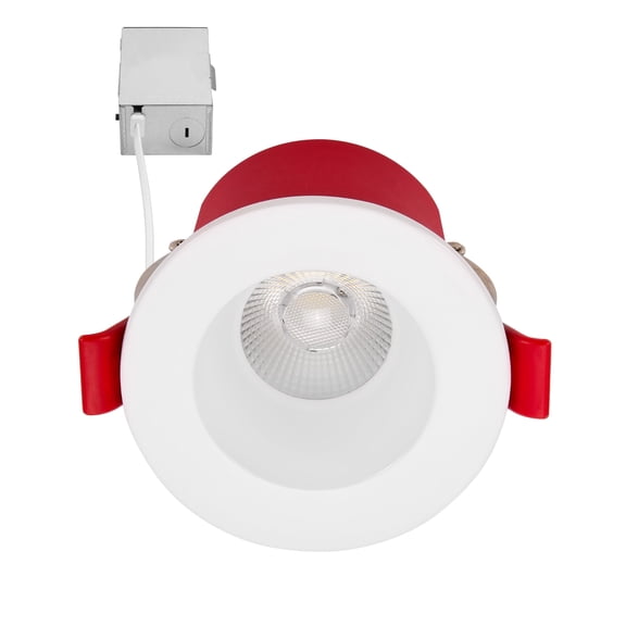 Maxxima 2 in. 2 Hour Fire Rated Slim Recessed Anti-Glare LED Downlight, Canless IC Rated, 600 Lumens, 5 CCT Color Selectable 2700K-5000K