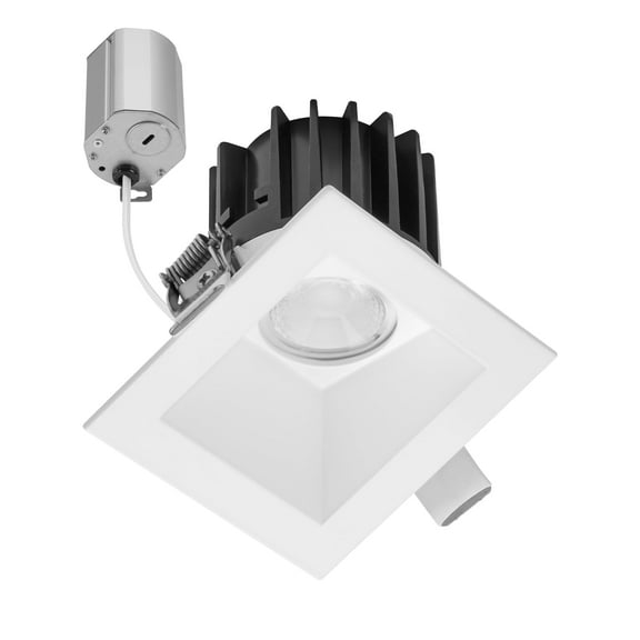 Maxxima 2 in. Slim Square Sloped Recessed Anti-Glare LED Downlight, White Trim, Canless IC Rated, 600 Lumens, 5 CCT 2700K-5000K