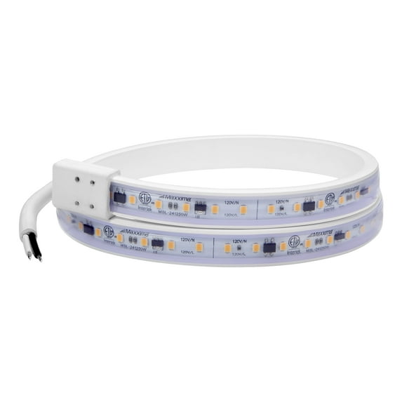 Maxxima 24 in. LED Under Cabinet Strip Light, Hardwired, 920 Lumens, 3000K Warm White, White, 120V Cove Light