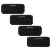 Maxxima 3 Grounded Multi Outlet Adapter Wall Plug - Outlet Extender Wall Tap, Turns 1 Outlet into 3, Indoor 3 Way Plug Splitter - Black - 4 Pack