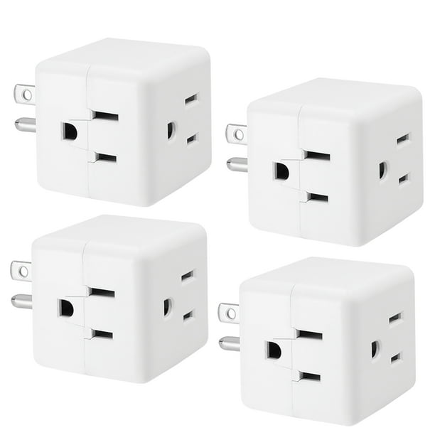 Maxxima 3 Outlet Cube Adapter Wall Plug Grounded Electrical Wall Tap