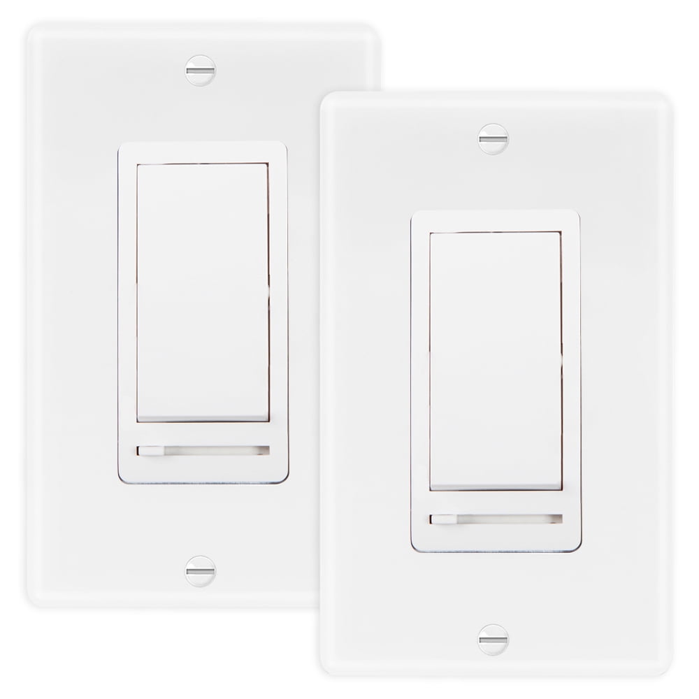 Maxxima 3-Way/Single Pole Decorative LED Slide Dimmer Rocker Switch, Wall Plate Included (Pack of 2)