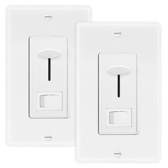 Maxxima 2 Pack Dimming Switch LED Compatible, Single Pole/3Way, 600W, with Wall Plate