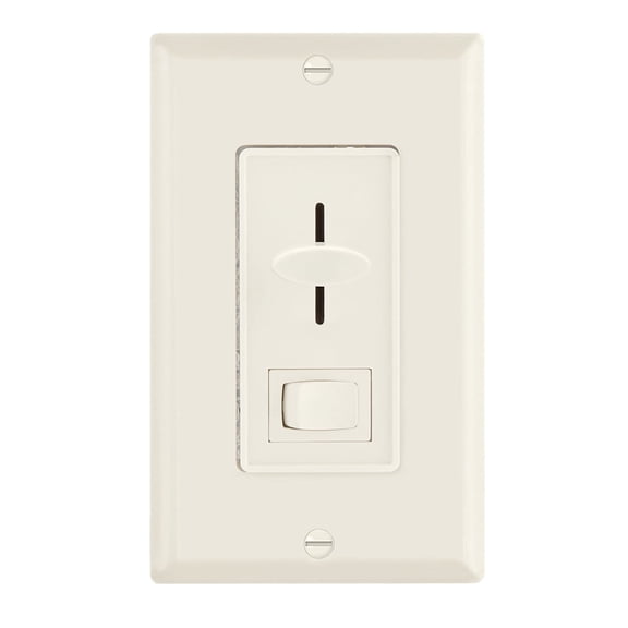 Maxxima 3-Way / Single Pole Dimmer Light Switch 600 Watt, LED Compatible, Wall Plate Included, Almond