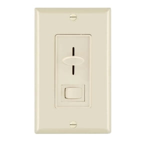 Maxxima 3-Way / Single Pole Dimmer Light Switch 600 Watt, LED Compatible, Wall Plate Included, Ivory