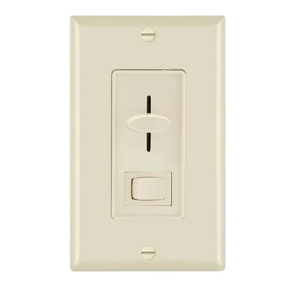 Maxxima 3-Way / Single Pole Dimmer Light Switch 600 Watt, LED Compatible, Wall Plate Included, Ivory