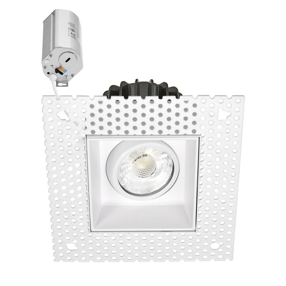 Maxxima 3 in. 5 CCT Adjustable Square LED Slim Trimless Eyeball Gimbal Downlight, 600 Lumens, Color Selectable 2700K-5000K, 360 Rotation