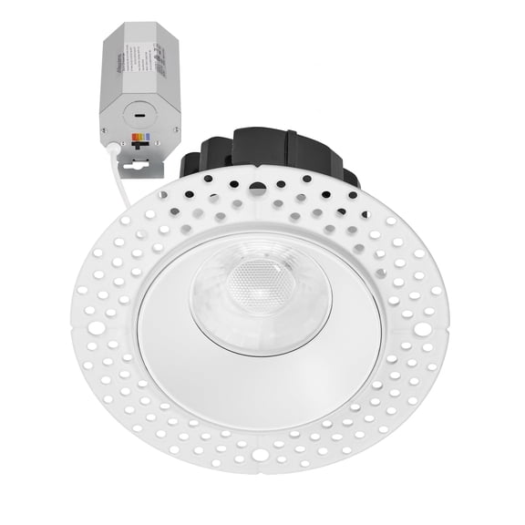Maxxima 3 in. Trimless Slim Round Recessed Anti-Glare LED Downlight, White, Canless IC Rated, 800 Lumens, 5 CCT 2700K-5000K