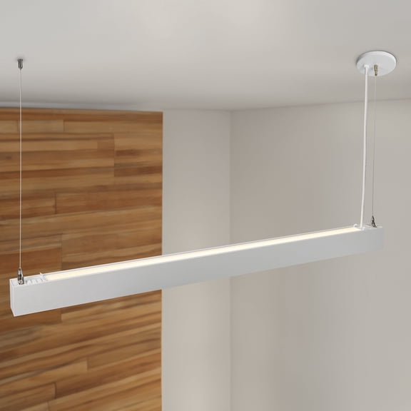 Maxxima 4 ft. LED Linear Up / Down Light Fixture, 3 CCT 3500K-5000K, 6000 Lumens, Adjustable Light Output, Suspension Pendant Mounting