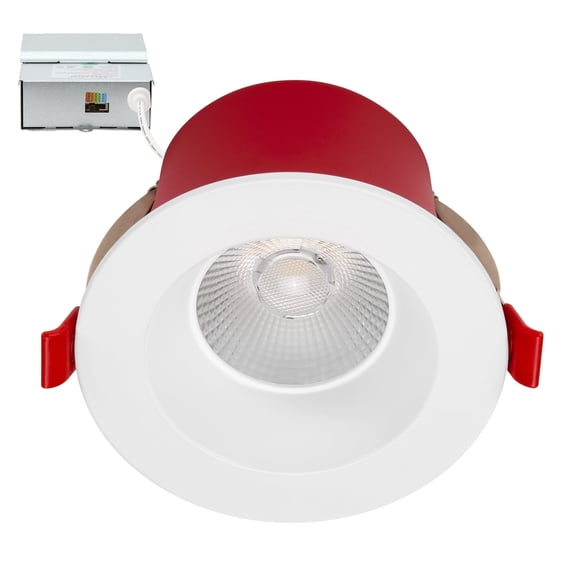 Maxxima 4 in. 2 Hour Fire Rated Slim Recessed Anti-Glare LED Downlight, Canless IC Rated, 1000 Lumens, 5 CCT Color Selectable 2700K-5000K