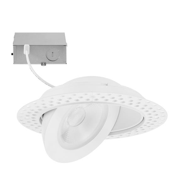 Maxxima 4 in. 5 CCT Adjustable Slim Trimless Recessed LED Floating Gimbal Downlight, 750 Lumens, Color Selectable 2700K-5000K