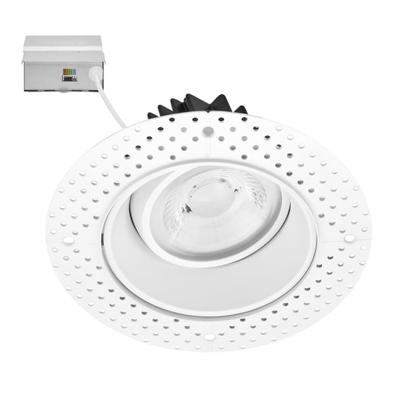Maxxima 4 in. 5 CCT Adjustable Slim Trimless Recessed LED Gimbal Downlight, Color Selectable, 360° Rotation, Dimmable, Canless, IC Rated, J-Box Included