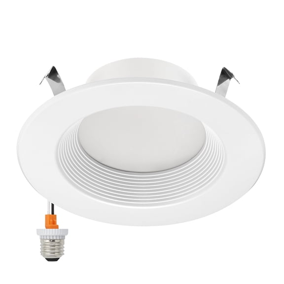 Maxxima 4 in. 5 CCT Retrofit Recessed LED Downlight with E-26 Quick Connect, Color Selectable 2700K-5000K (2700K/3000K/3500K/4000K/5000K), Dimmable, 750 Lumens