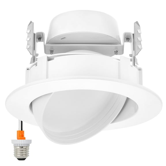 Maxxima 4 in. Adjustable Recessed LED Gimbal Downlight, Plastic Trim, 950 Lumens, 5 CCT Color Selectable 2700K-5000K