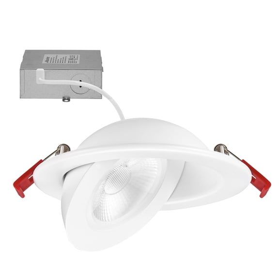 Maxxima 4 in. Rotatable Ultra-Thin Recessed LED Floating Gimbal Downlight, 900 Lumens, 5 CCT