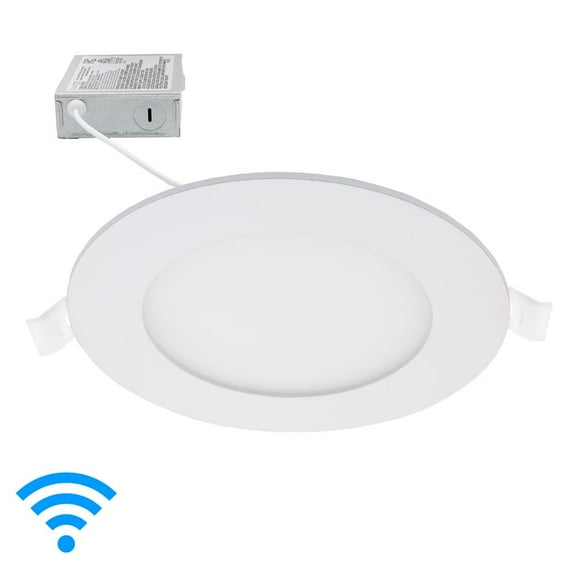 Maxxima 4 in. Smart WiFi Slim LED Downlight, 600 Lumens, Multicolor, Dimmable, CCT 2700-6500K, WiFi-enabled and voice control compatible