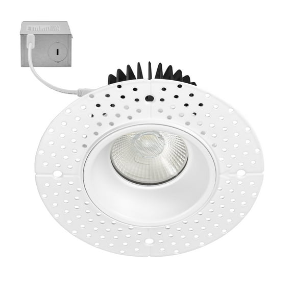 Maxxima 4 in. Trimless Ultra-Thin Recessed Anti-Glare LED Downlight Canless IC Rated 1000 Lumens 5 Color Temperature Selectable 2700K/3000K/3500K/4000K/5000K Dimmable 90 CRI 5 CCT Slim J-Box Included
