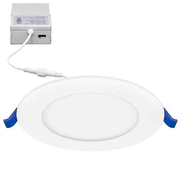 Maxxima 4 in. Ultra Thin LED Downlight, Slim Recessed Canless Light, IC Rated, 750 Lumens, Dimmable