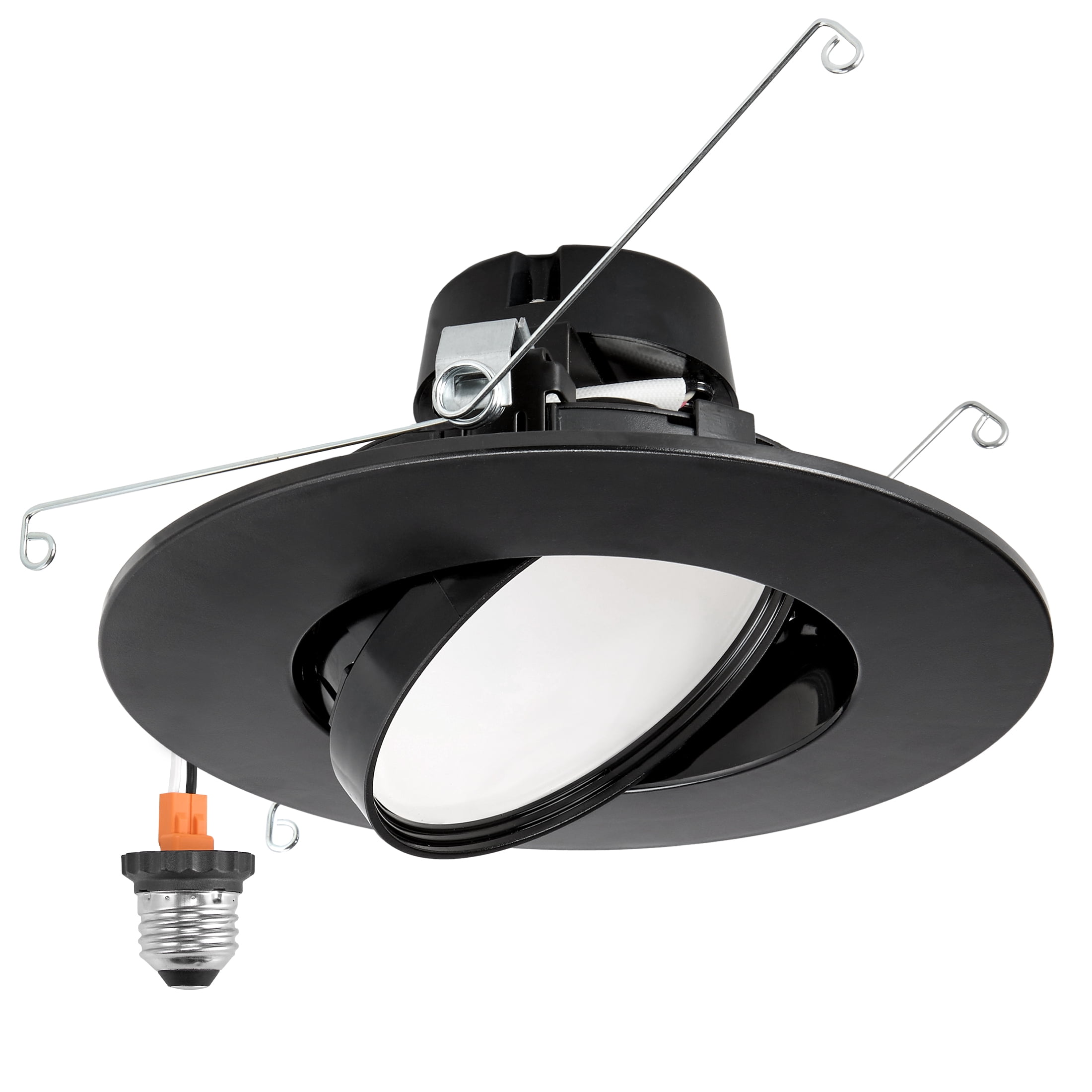 Maxxima 5" and 6" Rotatable LED Retrofit Downlight Gimbal, 1000 Lumens, 11W, 5 CCT, Dimmable, Black Trim.